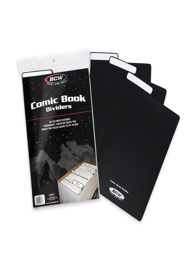 BCW Comic Dividers - 25 Pack | Archival Polyethylene Plastic Dividers | Organize Comics Efficiently in Storage Boxes | Write-On Index Tab (Black) - Image 1